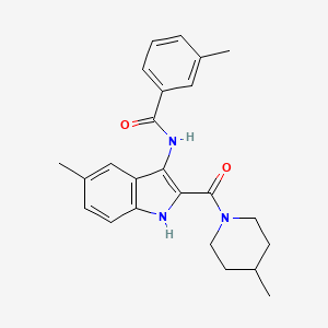molecular formula C24H27N3O2 B2500886 3-methyl-N-[5-methyl-2-(4-methylpiperidine-1-carbonyl)-1H-indol-3-yl]benzamide CAS No. 1029725-13-0