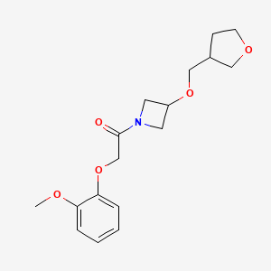 molecular formula C17H23NO5 B2500887 2-(2-Methoxyphenoxy)-1-(3-((tetrahydrofuran-3-yl)methoxy)azetidin-1-yl)ethan-1-one CAS No. 2320888-22-8