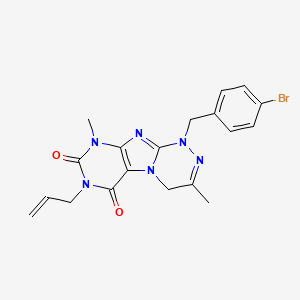 molecular formula C19H19BrN6O2 B2500896 1-[(4-bromophenyl)methyl]-3,9-dimethyl-7-prop-2-enyl-5,7,9-trihydro-4H-1,2,4-t riazino[4,3-h]purine-6,8-dione CAS No. 919026-12-3