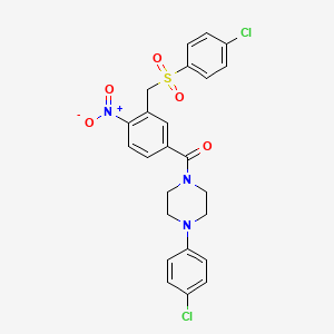 molecular formula C24H21Cl2N3O5S B2500897 (4-(4-Chlorophenyl)piperazino)(3-(((4-chlorophenyl)sulfonyl)methyl)-4-nitrophenyl)methanone CAS No. 337921-09-2