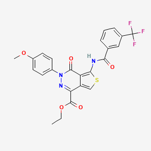 Ethyl 3-(4-methoxyphenyl)-4-oxo-5-[[3-(trifluoromethyl)benzoyl]amino]thieno[3,4-d]pyridazine-1-carboxylate