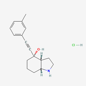 molecular formula C17H22ClNO B2500931 1H-Indol-4-ol, octahydro-4-[2-(3-methylphenyl)ethynyl]-, (3aR,4S,7aR)- hydrochloride CAS No. 1636881-76-9