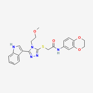 molecular formula C23H23N5O4S B2501013 N-(2,3-dihydro-1,4-benzodioxin-6-yl)-2-{[5-(1H-indol-3-yl)-4-(2-methoxyethyl)-4H-1,2,4-triazol-3-yl]sulfanyl}acetamide CAS No. 852144-84-4