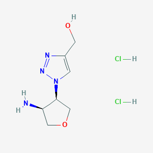 molecular formula C7H14Cl2N4O2 B2501022 rac-{1-[(3R,4S)-4-aminooxolan-3-yl]-1H-1,2,3-triazol-4-yl}methanol dihydrochloride CAS No. 2089245-26-9