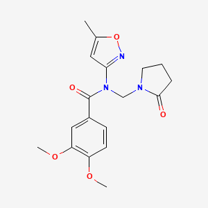 3,4-dimethoxy-N-(5-methylisoxazol-3-yl)-N-((2-oxopyrrolidin-1-yl)methyl)benzamide