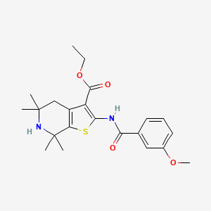 molecular formula C22H28N2O4S B2501056 ethyl 2-(3-methoxybenzamido)-5,5,7,7-tetramethyl-4H,5H,6H,7H-thieno[2,3-c]pyridine-3-carboxylate CAS No. 887901-66-8