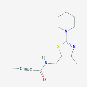 molecular formula C14H19N3OS B2501073 N-[(4-Methyl-2-piperidin-1-yl-1,3-thiazol-5-yl)methyl]but-2-ynamide CAS No. 2411200-63-8