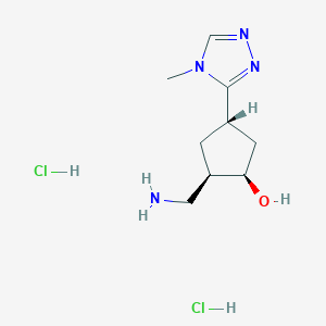 molecular formula C9H18Cl2N4O B2501082 rac-(1R,2R,4S)-2-(aminomethyl)-4-(4-methyl-4H-1,2,4-triazol-3-yl)cyclopentan-1-ol dihydrochloride CAS No. 2138236-15-2