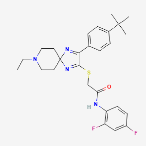 molecular formula C27H32F2N4OS B2501131 2-((3-(4-(叔丁基)苯基)-8-乙基-1,4,8-三氮杂螺[4.5]癸-1,3-二烯-2-基)硫)-N-(2,4-二氟苯基)乙酰胺 CAS No. 1189966-64-0