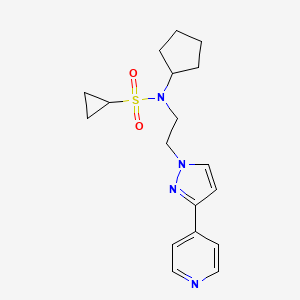 molecular formula C18H24N4O2S B2501132 N-环戊基-N-(2-(3-(吡啶-4-基)-1H-吡唑-1-基)乙基)环丙烷磺酰胺 CAS No. 2034420-18-1