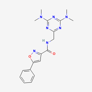 molecular formula C18H21N7O2 B2501136 N-((4,6-双(二甲基氨基)-1,3,5-三嗪-2-基)甲基)-5-苯基异噁唑-3-甲酰胺 CAS No. 2034356-41-5