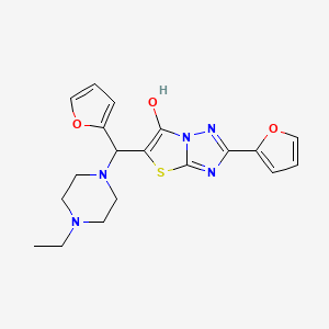 molecular formula C19H21N5O3S B2501138 5-((4-Ethylpiperazin-1-yl)(furan-2-yl)methyl)-2-(furan-2-yl)thiazolo[3,2-b][1,2,4]triazol-6-ol CAS No. 898453-84-4