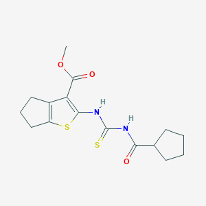molecular formula C16H20N2O3S2 B250114 methyl 2-({[(cyclopentylcarbonyl)amino]carbothioyl}amino)-5,6-dihydro-4H-cyclopenta[b]thiophene-3-carboxylate 