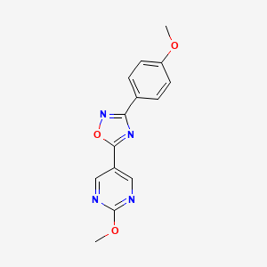 molecular formula C14H12N4O3 B2501140 3-(4-甲氧基苯基)-5-(2-甲氧基嘧啶-5-基)-1,2,4-噁二唑 CAS No. 2034329-38-7
