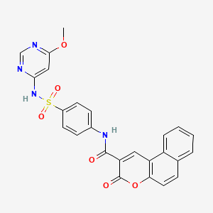 molecular formula C25H18N4O6S B2501174 N-{4-[(6-methoxypyrimidin-4-yl)sulfamoyl]phenyl}-3-oxo-3H-benzo[f]chromene-2-carboxamide CAS No. 459413-93-5