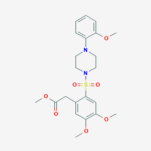 Methyl 2-(4,5-dimethoxy-2-((4-(2-methoxyphenyl)piperazinyl)sulfonyl)phenyl)acetate