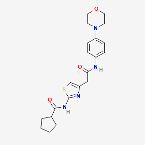 molecular formula C21H26N4O3S B2501179 N-(4-(2-((4-morpholinophenyl)amino)-2-oxoethyl)thiazol-2-yl)cyclopentanecarboxamide CAS No. 1206993-80-7
