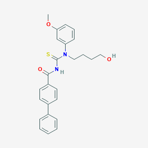 molecular formula C25H26N2O3S B250118 N'-([1,1'-biphenyl]-4-ylcarbonyl)-N-(4-hydroxybutyl)-N-(3-methoxyphenyl)thiourea 