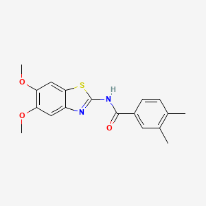 molecular formula C18H18N2O3S B2501197 N-(5,6-dimethoxy-1,3-benzothiazol-2-yl)-3,4-dimethylbenzamide CAS No. 895438-32-1