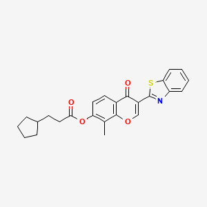 3-(benzo[d]thiazol-2-yl)-8-methyl-4-oxo-4H-chromen-7-yl 3-cyclopentylpropanoate