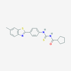 molecular formula C21H21N3OS2 B250121 N-[[4-(6-methyl-1,3-benzothiazol-2-yl)phenyl]carbamothioyl]cyclopentanecarboxamide 