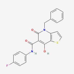 molecular formula C21H15FN2O3S B2501214 4-benzyl-N-(4-fluorophenyl)-7-hydroxy-5-oxo-4H,5H-thieno[3,2-b]pyridine-6-carboxamide CAS No. 1351821-07-2