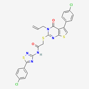 2-[5-(4-chlorophenyl)-4-oxo-3-prop-2-enylthieno[2,3-d]pyrimidin-2-yl]sulfanyl-N-[5-(4-chlorophenyl)-1,2,4-thiadiazol-3-yl]acetamide