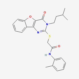2-{[3-(3-methylbutyl)-4-oxo-3,4-dihydro[1]benzofuro[3,2-d]pyrimidin-2-yl]sulfanyl}-N-(2-methylphenyl)acetamide