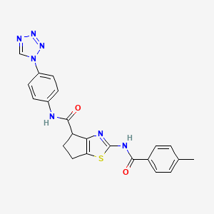 molecular formula C22H19N7O2S B2501241 2-(4-methylbenzamido)-N-[4-(1H-1,2,3,4-tetrazol-1-yl)phenyl]-4H,5H,6H-cyclopenta[d][1,3]thiazole-4-carboxamide CAS No. 1203154-96-4