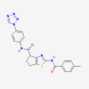 N-(4-(1H-tetrazol-1-yl)phenyl)-2-(4-methylbenzamido)-5,6-dihydro-4H-cyclopenta[d]thiazole-4-carboxamide
