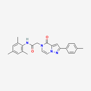 molecular formula C24H24N4O2 B2501245 2-[2-(4-methylphenyl)-4-oxo-4H,5H-pyrazolo[1,5-a]pyrazin-5-yl]-N-(2,4,6-trimethylphenyl)acetamide CAS No. 941963-81-1