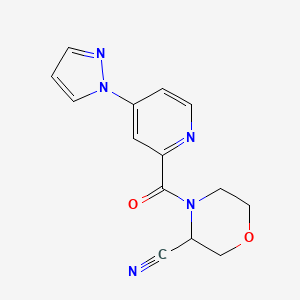 B2501254 4-[4-(1H-pyrazol-1-yl)pyridine-2-carbonyl]morpholine-3-carbonitrile CAS No. 1394672-48-0