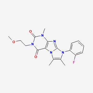 molecular formula C19H20FN5O3 B2501275 6-(2-Fluorophenyl)-2-(2-methoxyethyl)-4,7,8-trimethylpurino[7,8-a]imidazole-1,3-dione CAS No. 878733-84-7