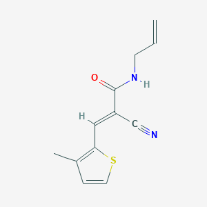 molecular formula C12H12N2OS B2501278 (E)-2-cyano-3-(3-methylthiophen-2-yl)-N-prop-2-enylprop-2-enamide CAS No. 452322-20-2