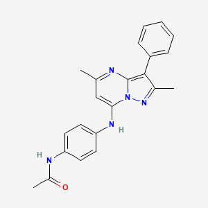 molecular formula C22H21N5O B2501283 N-(4-((2,5-dimethyl-3-phenylpyrazolo[1,5-a]pyrimidin-7-yl)amino)phenyl)acetamide CAS No. 877796-72-0