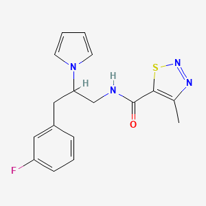 molecular formula C17H17FN4OS B2501284 N-(3-(3-氟苯基)-2-(1H-吡咯-1-基)丙基)-4-甲基-1,2,3-噻二唑-5-甲酰胺 CAS No. 1421513-93-0