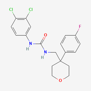 molecular formula C19H19Cl2FN2O2 B2501288 1-(3,4-dichlorophenyl)-3-((4-(4-fluorophenyl)tetrahydro-2H-pyran-4-yl)methyl)urea CAS No. 1251640-44-4
