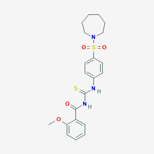 molecular formula C21H25N3O4S2 B250129 N-[4-(1-azepanylsulfonyl)phenyl]-N'-(2-methoxybenzoyl)thiourea 