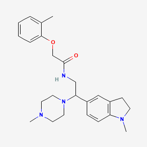 molecular formula C25H34N4O2 B2501293 N-(2-(1-methylindolin-5-yl)-2-(4-methylpiperazin-1-yl)ethyl)-2-(o-tolyloxy)acetamide CAS No. 921896-50-6
