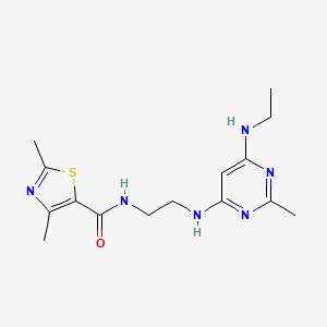 molecular formula C15H22N6OS B2501298 N-(2-((6-(ethylamino)-2-methylpyrimidin-4-yl)amino)ethyl)-2,4-dimethylthiazole-5-carboxamide CAS No. 1219903-14-6