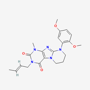 molecular formula C21H25N5O4 B2501309 3-[(E)-but-2-enyl]-9-(2,5-dimethoxyphenyl)-1-methyl-7,8-dihydro-6H-purino[7,8-a]pyrimidine-2,4-dione CAS No. 887695-43-4