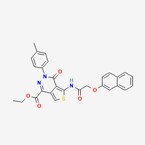 molecular formula C28H23N3O5S B2501317 ethyl 3-(4-methylphenyl)-5-[2-(naphthalen-2-yloxy)acetamido]-4-oxo-3H,4H-thieno[3,4-d]pyridazine-1-carboxylate CAS No. 896676-97-4