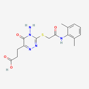 B2501339 3-[4-Amino-3-[2-(2,6-dimethylanilino)-2-oxoethyl]sulfanyl-5-oxo-1,2,4-triazin-6-yl]propanoic acid CAS No. 896169-84-9