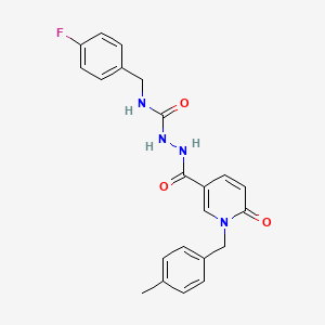 molecular formula C22H21FN4O3 B2501342 N-({[(4-fluorophenyl)methyl]carbamoyl}amino)-1-[(4-methylphenyl)methyl]-6-oxo-1,6-dihydropyridine-3-carboxamide CAS No. 1105206-64-1
