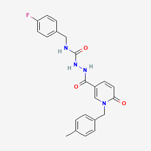 molecular formula C22H21FN4O3 B2501342 N-(4-fluorobenzyl)-2-(1-(4-methylbenzyl)-6-oxo-1,6-dihydropyridine-3-carbonyl)hydrazinecarboxamide CAS No. 1105206-64-1