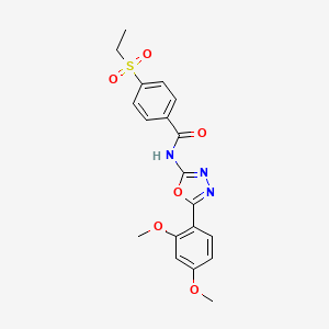 molecular formula C19H19N3O6S B2501346 N-[5-(2,4-二甲氧基苯基)-1,3,4-恶二唑-2-基]-4-乙基磺酰基苯甲酰胺 CAS No. 886939-32-8