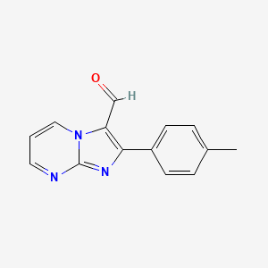 molecular formula C14H11N3O B2501352 2-(4-Methylphenyl)imidazo[1,2-a]pyrimidine-3-carbaldehyde CAS No. 881041-40-3