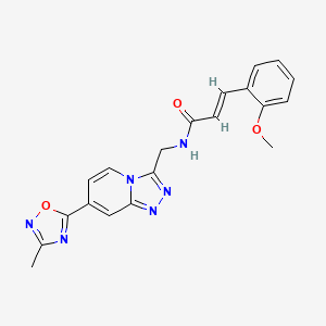molecular formula C20H18N6O3 B2501353 (2E)-3-(2-Methoxyphenyl)-N-{[7-(3-methyl-1,2,4-oxadiazol-5-YL)-[1,2,4]triazolo[4,3-A]pyridin-3-YL]methyl}prop-2-enamide CAS No. 1776051-79-6