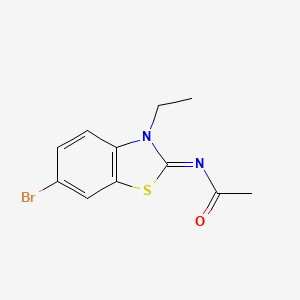 molecular formula C11H11BrN2OS B2501354 N-[(2Z)-6-bromo-3-ethyl-2,3-dihydro-1,3-benzothiazol-2-ylidene]acetamide CAS No. 865544-24-7