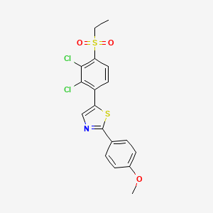 molecular formula C18H15Cl2NO3S2 B2501359 5-[2,3-Dichloro-4-(ethylsulfonyl)phenyl]-2-(4-methoxyphenyl)-1,3-thiazole CAS No. 672951-47-2